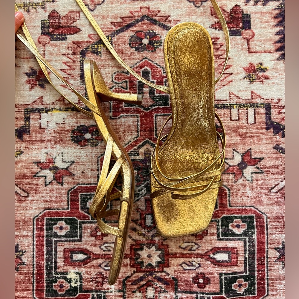 **Help looking for these** Zara lace up gold kitten heels